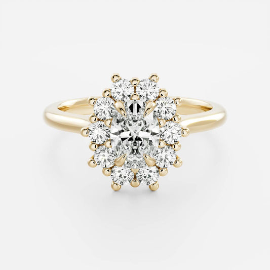 1 CT Oval Halo Moissanite Engagement Ring