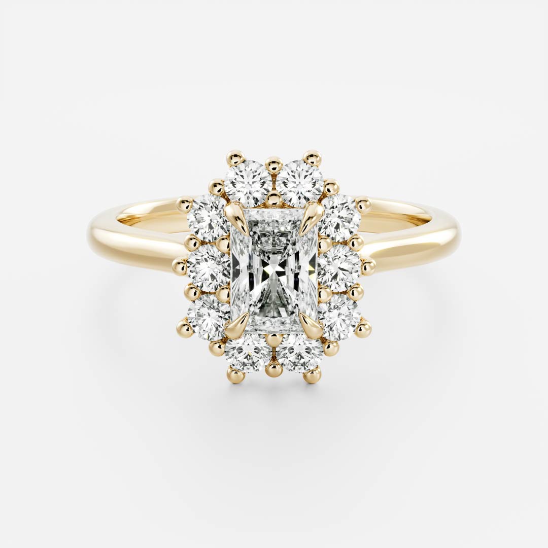 1.5 CT Radiant Halo Moissanite Engagement Ring