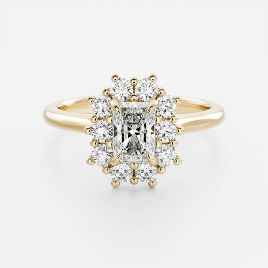 1.5 CT Radiant Halo Moissanite Engagement Ring