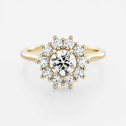 0.5 CT Round Halo Moissanite Engagement Ring