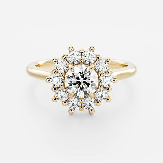 0.5 CT Round Halo Moissanite Engagement Ring