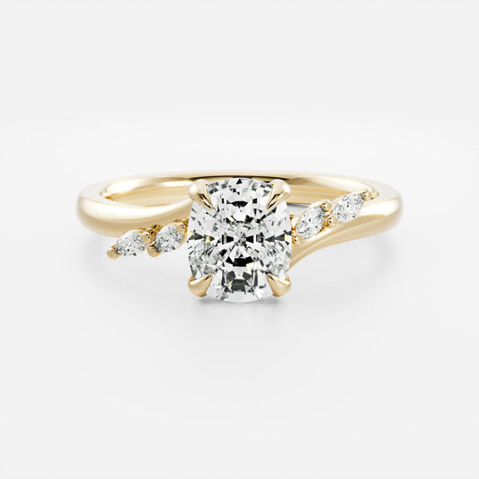 1.5 CT Elongated Cushion Cluster Moissanite Engagement Ring