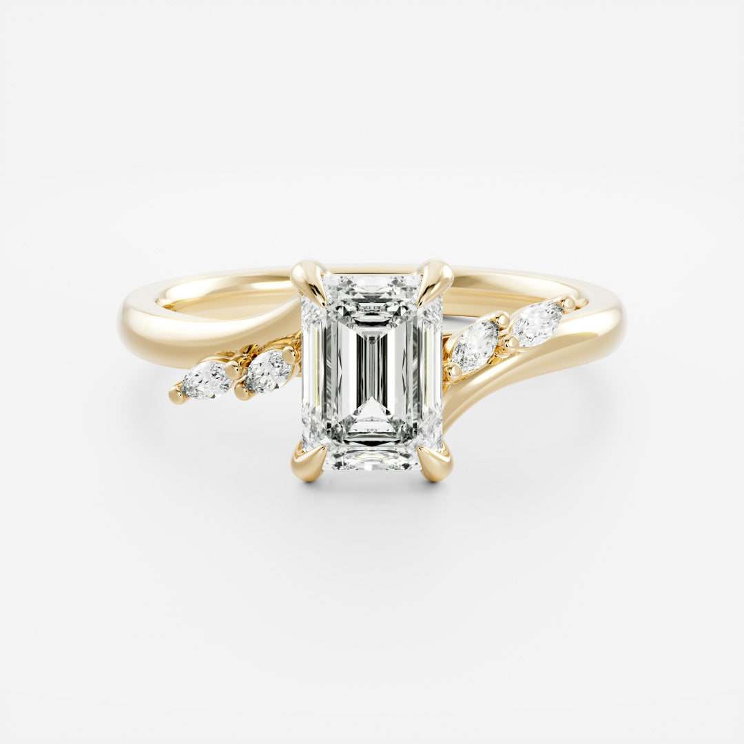 2 CT Emerald Cluster Moissanite Engagement Ring
