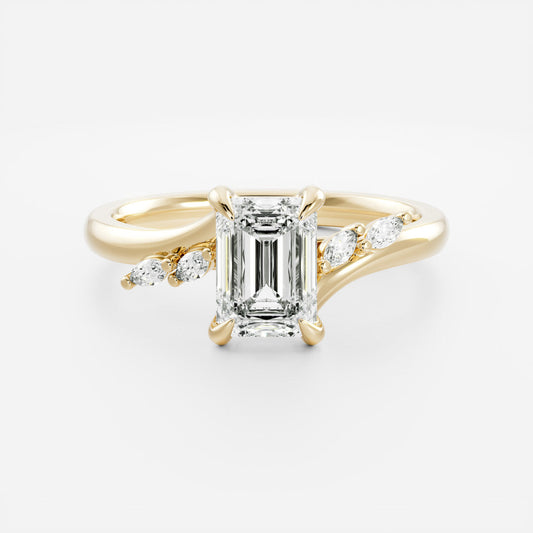 2 CT Emerald Cluster Moissanite Engagement Ring
