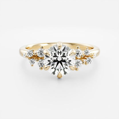 2 CT Round Cluster Moissanite Engagement Ring
