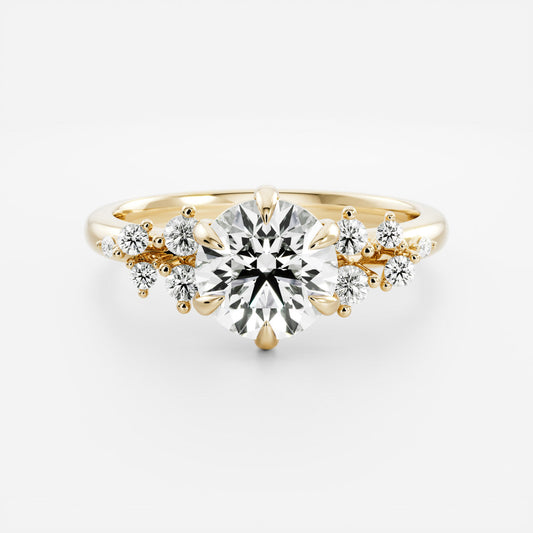2 CT Round Cluster Moissanite Engagement Ring