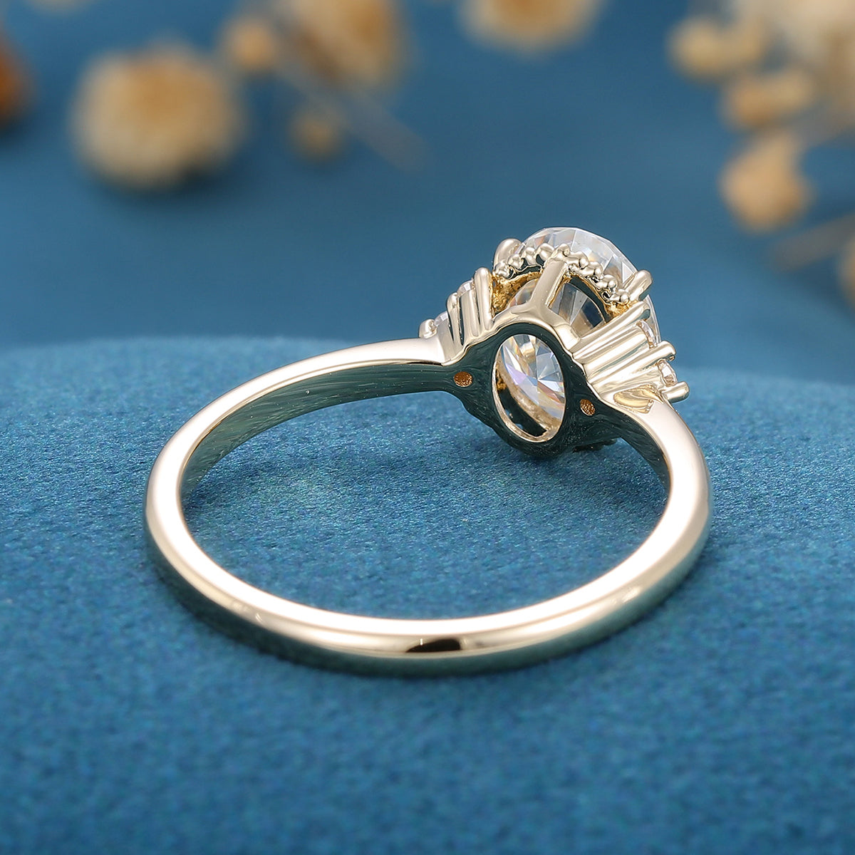 1.33 CT Oval Cluster Moissanite Engagement Ring
