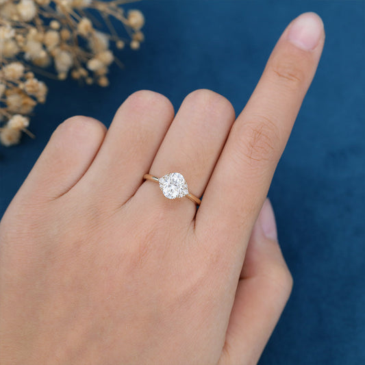 1.33 CT Oval Cluster Moissanite Engagement Ring