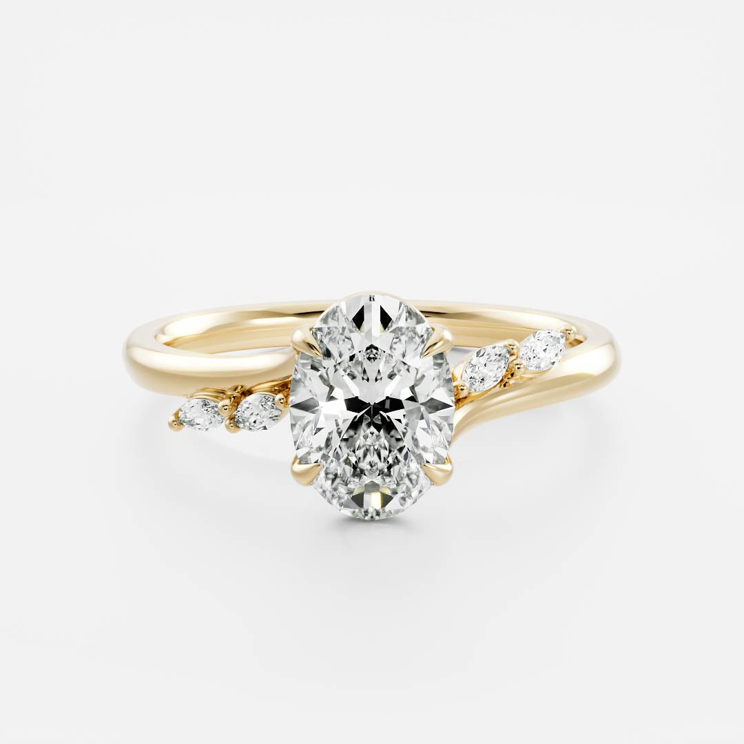 1 CT Oval Cluster Moissanite Engagement Ring