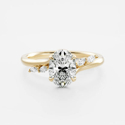 1 CT Oval Cluster Moissanite Engagement Ring