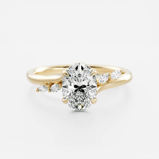 1 CT Oval Cluster Moissanite Engagement Ring