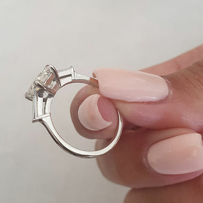 2.23 CT Emerald Three Stone Moissanite Engagement Ring