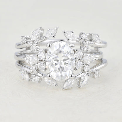 1.33 CT Oval Cluster Moissanite Bridal Set