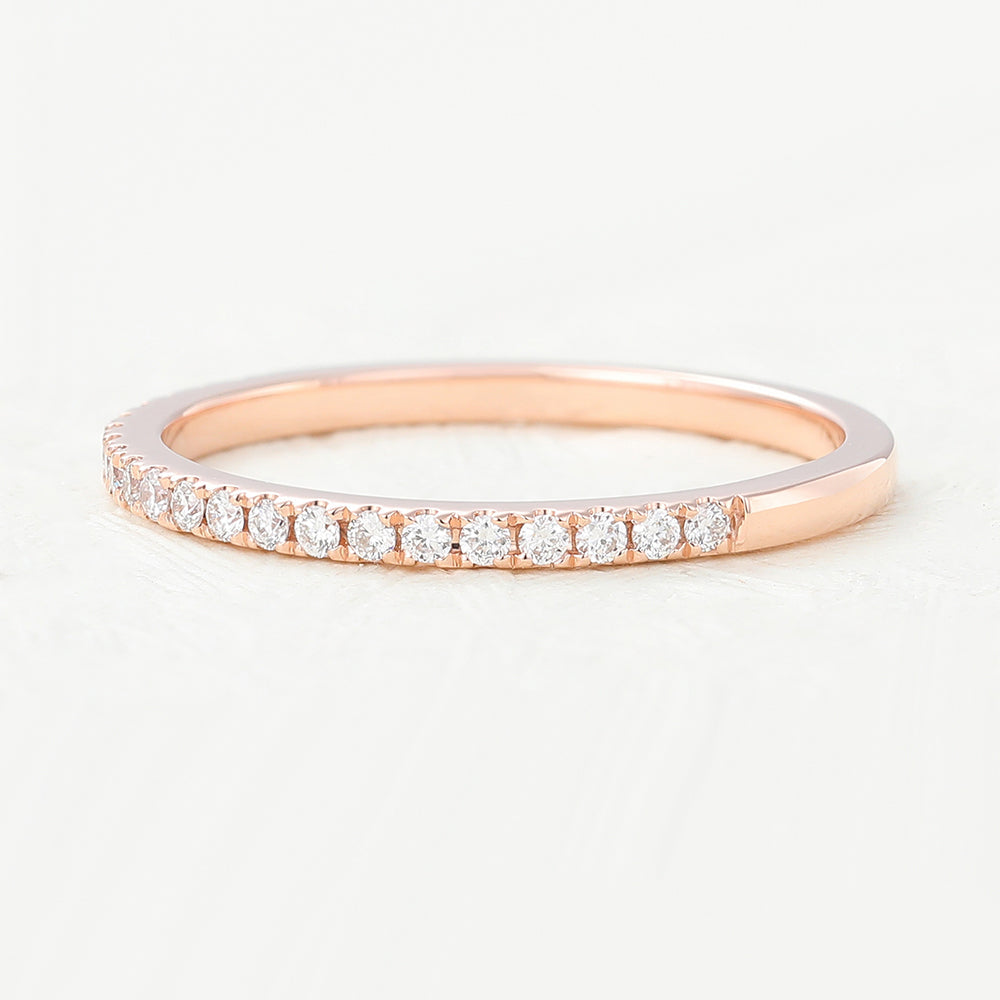 0.14 TCW Round Half Eternity Moissanite Wedding Band