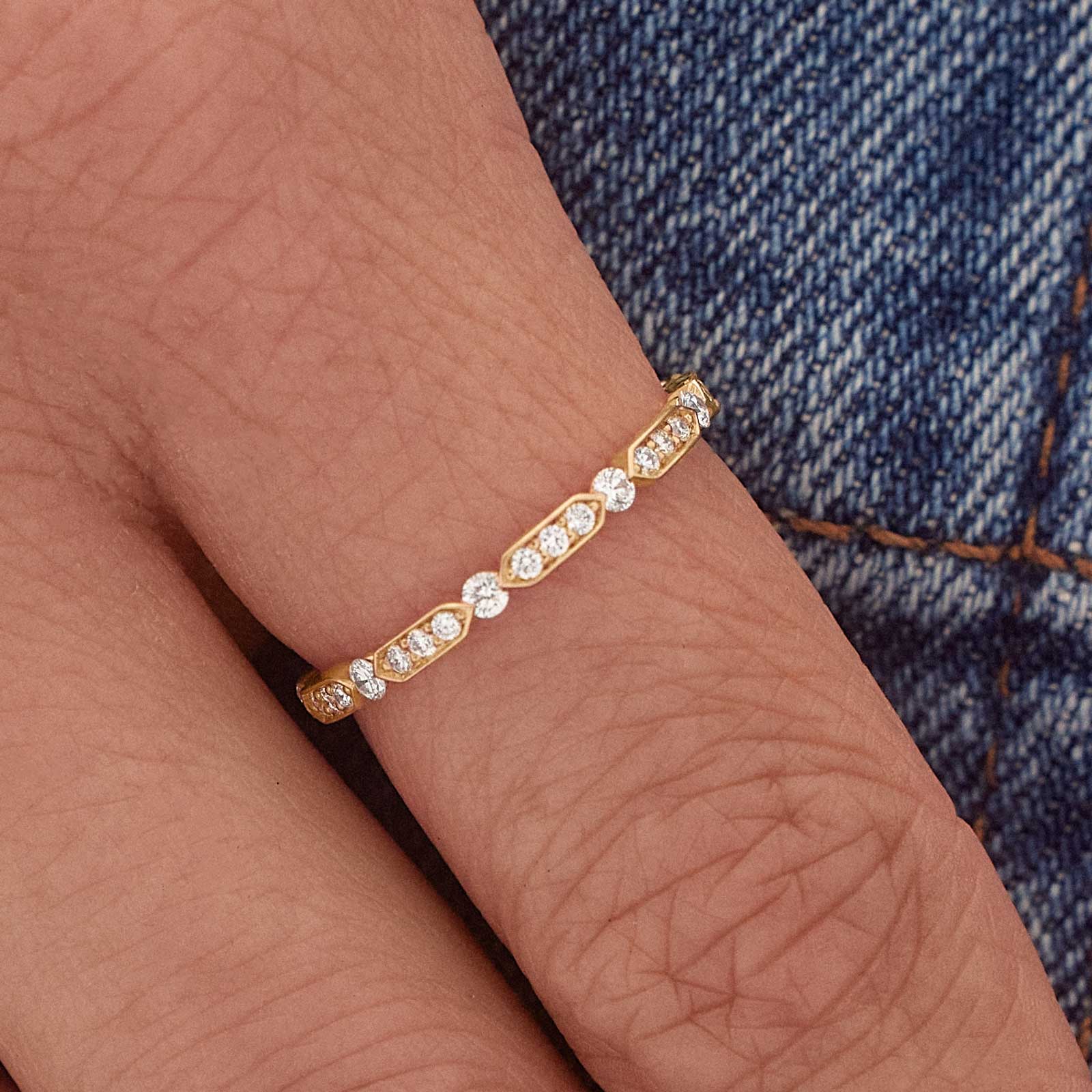 0.3 TCW Round Half Eternity Moissanite Wedding Band