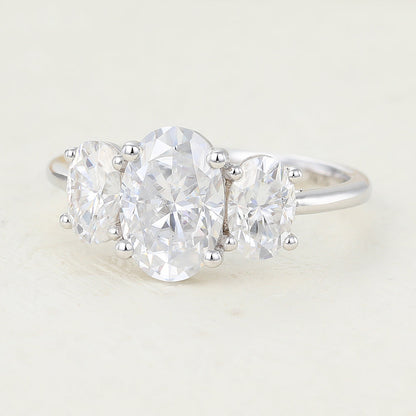 1.91 CT Oval Shaped Moissanite Engagement Ring In Three Stone Design