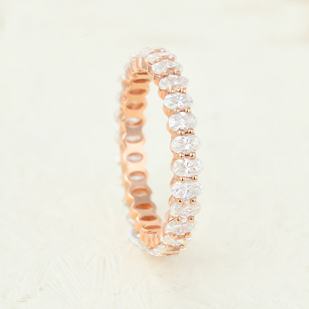 1.74 TCW Oval Full Eternity Moissanite Wedding Band