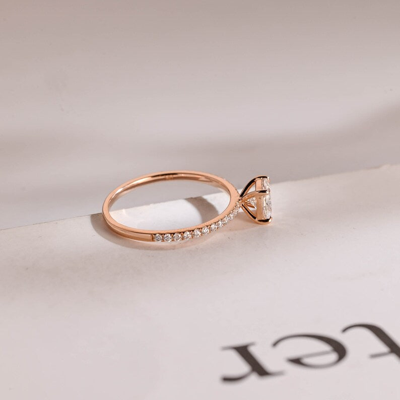 2.0 CT Cushion Pave Moissanite Engagement Ring