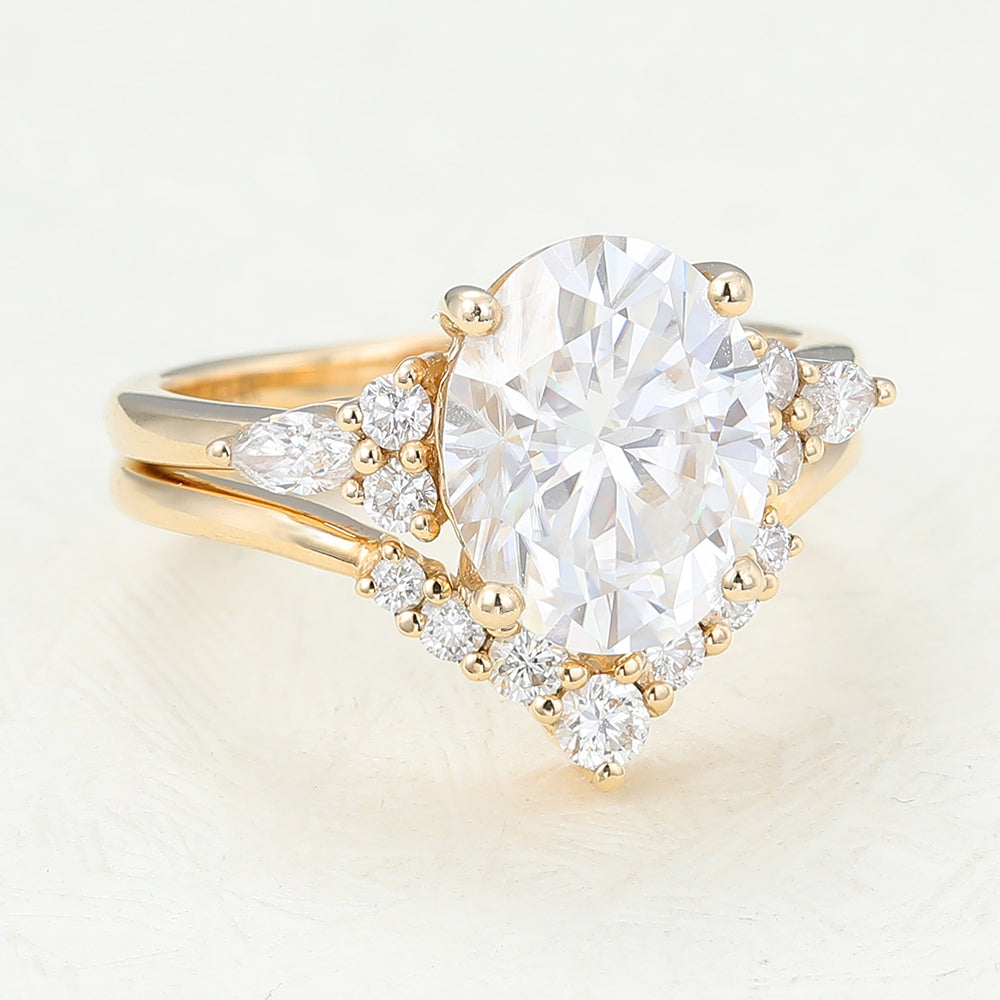 3 CT Oval Cluster Moissanite Bridal Set