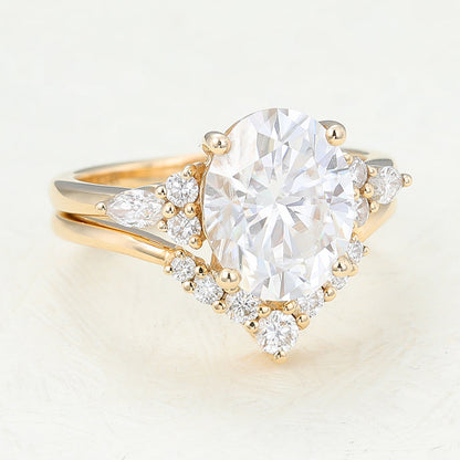 3 CT Oval Cluster Moissanite Bridal Set