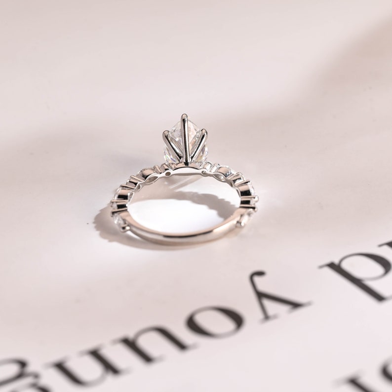 2.0 CT Pear Pave Moissanite Engagement Ring