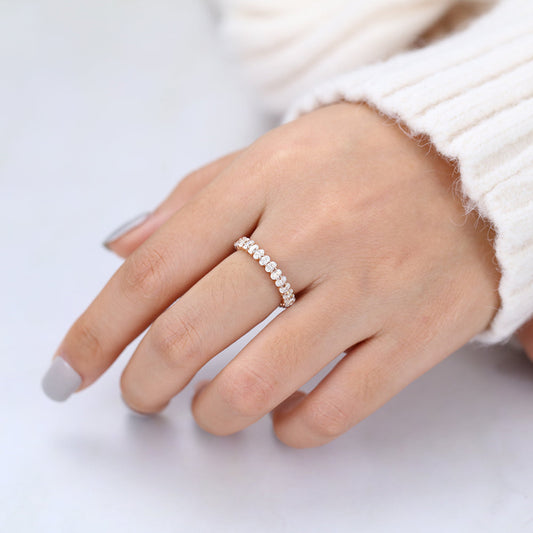 1.74 TCW Oval Full Eternity Moissanite Wedding Band