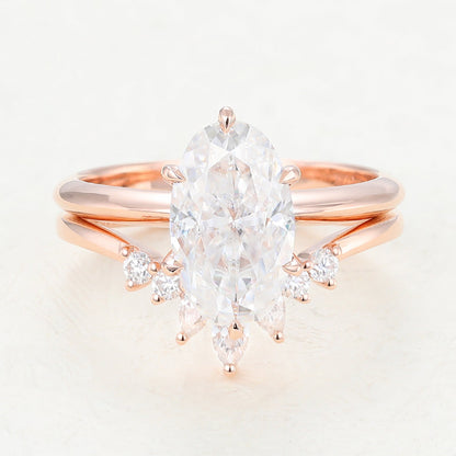 2.5 CT Oval Solitaire Moissanite Bridal Set