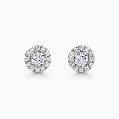 0.7 TCW Round Cut Halo Stud Moissanite Earrings