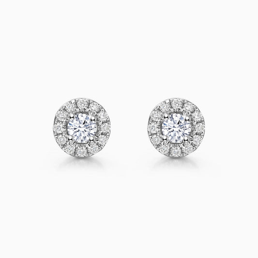 0.7 TCW Round Cut Halo Stud Moissanite Earrings