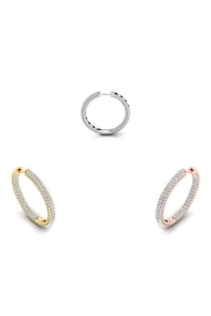2.13 TCW Round Cut Hoop Moissanite Earrings