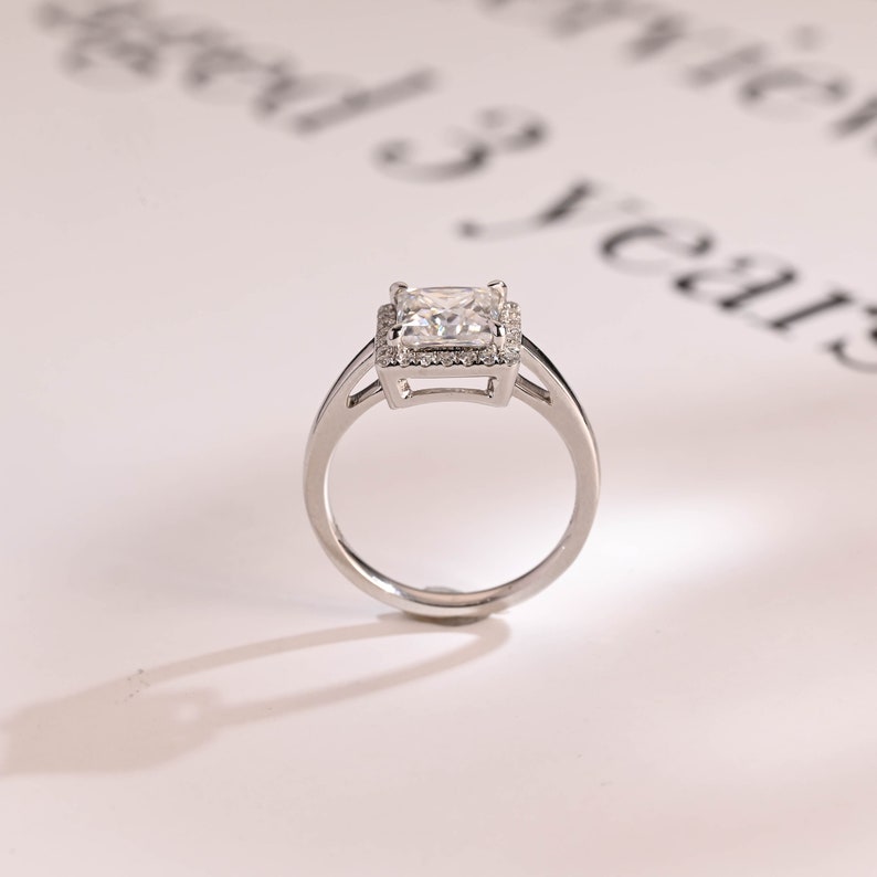 2.0 CT Princess Halo Moissanite Engagement Ring