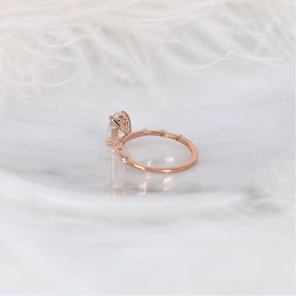 2 CT Oval Dainty Pave Moissanite Engagement Ring