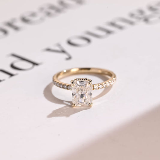 2.0 CT Radiant Pave Moissanite Engagement Ring