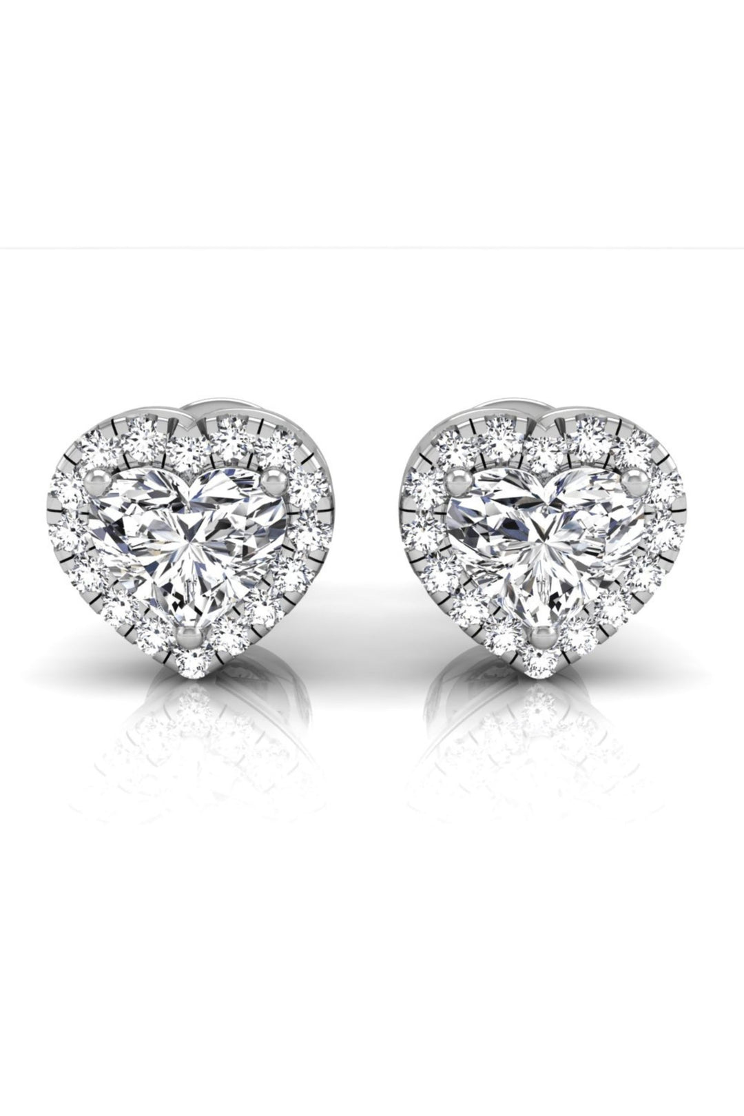 1.52 TCW Heart Cut Halo Stud Moissanite Earrings