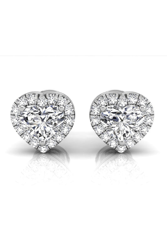 1.52 TCW Heart Cut Halo Stud Moissanite Earrings