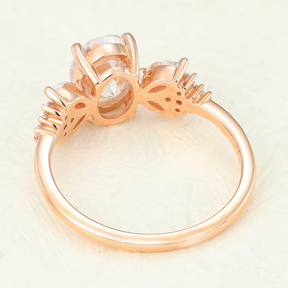 1.33 CT Oval Shaped Moissanite Engagement Ring In Cluster Design