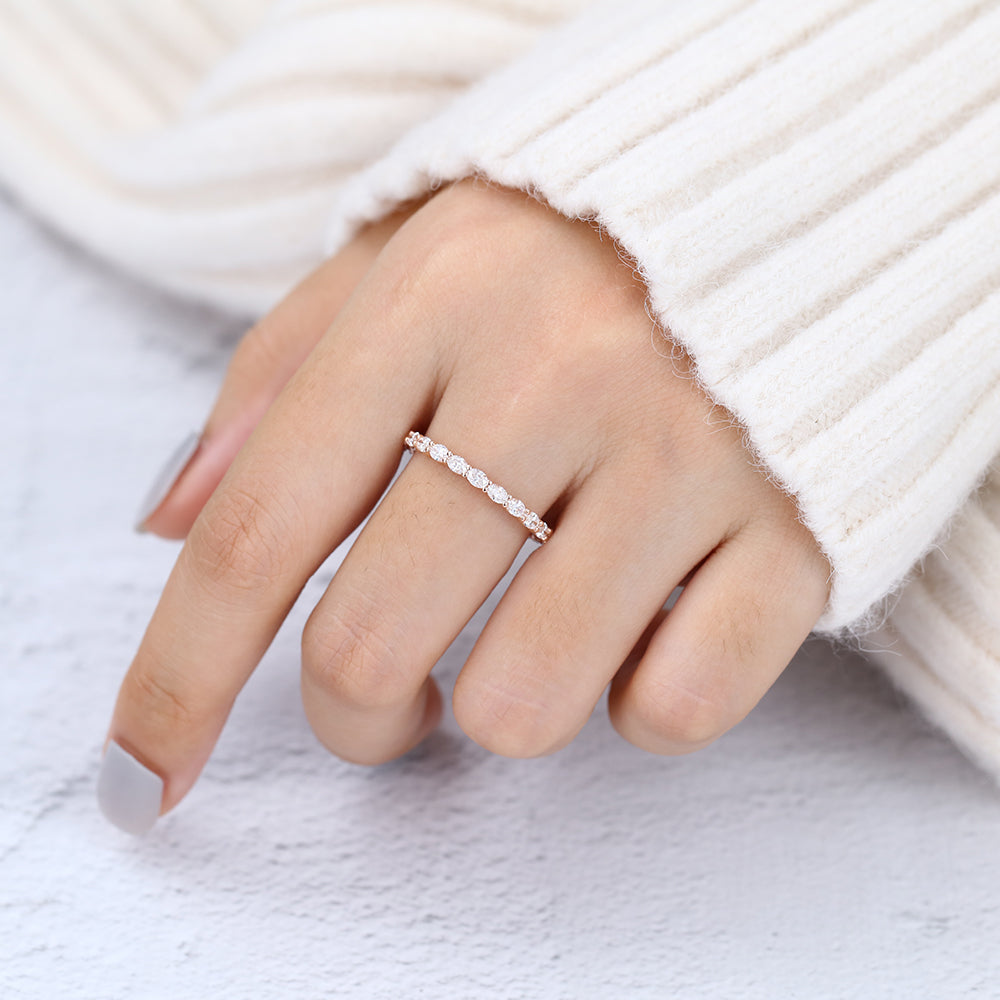 1.32 TCW Oval Shaped Moissanite Full Eternity Wedding Band