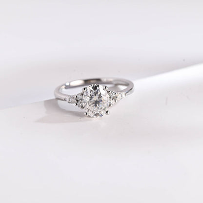 2.0 CT Oval Cluster Moissanite Engagement Ring
