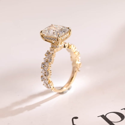 2.0 CT Radiant Pave Moissanite Engagement Ring