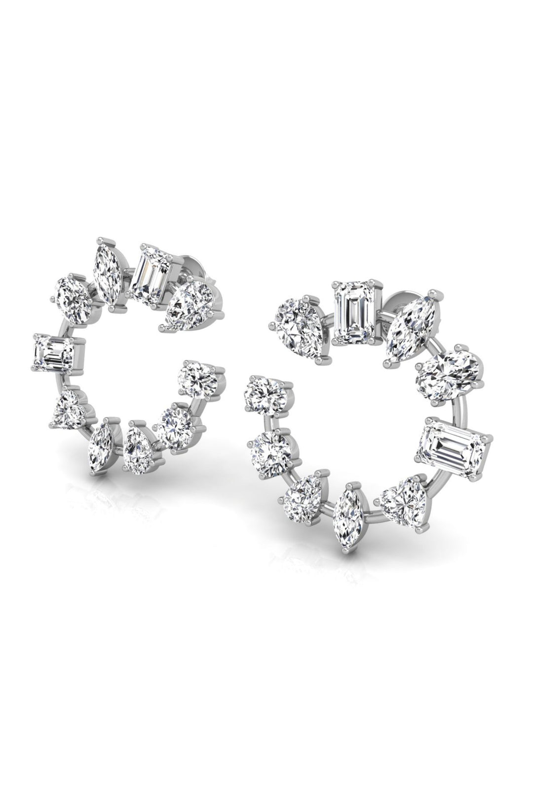 4.24 TCW Round Cut Multi Stone Hoop Moissanite Earrings