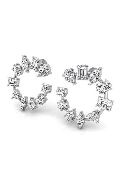 4.24 TCW Round Cut Multi Stone Hoop Moissanite Earrings