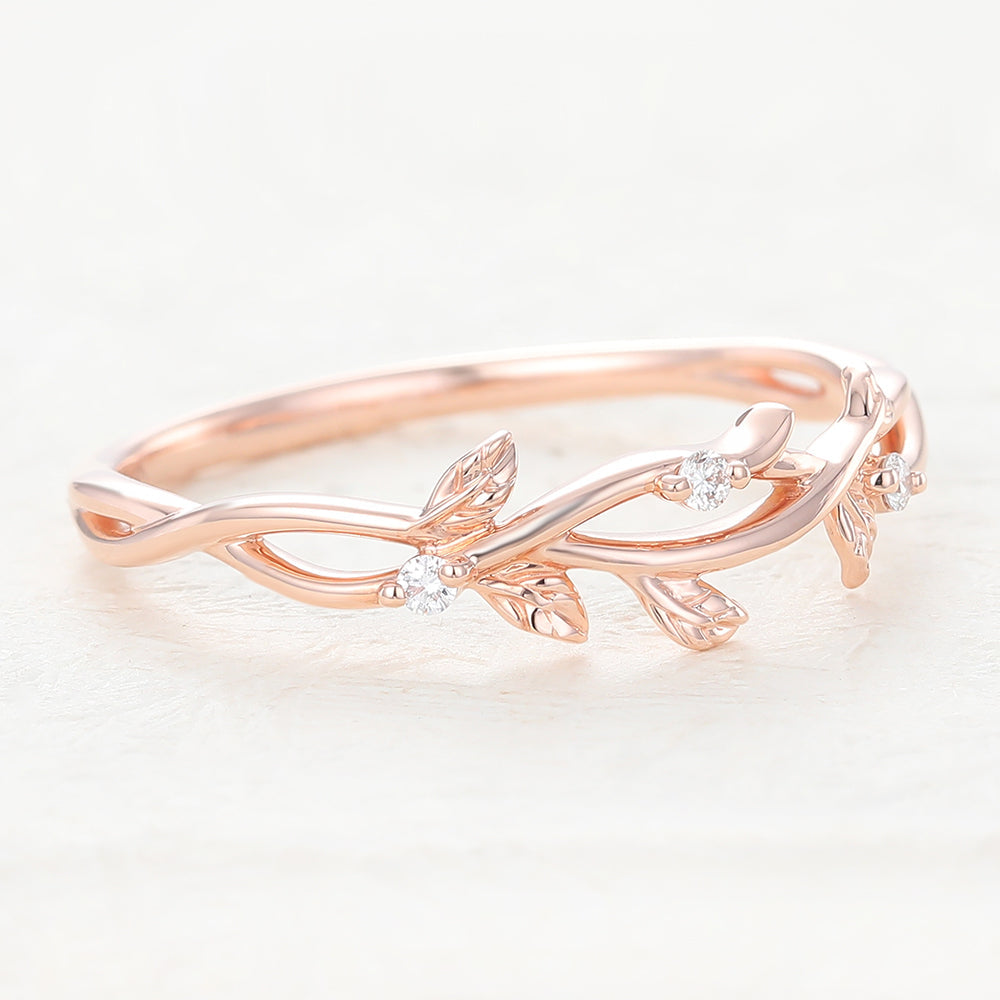0.042 TCW Round Twig Style Moissanite Wedding Band