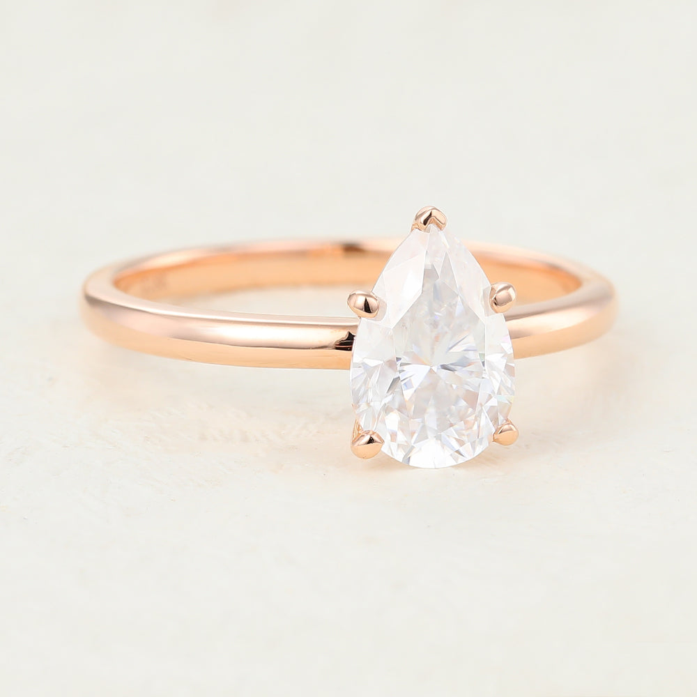 1.5 CT Pear Shaped Moissanite Engagement Ring In Solitaire Design