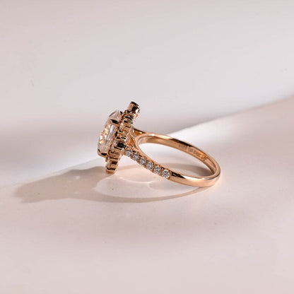 2.0 CT Oval Pave & Halo Moissanite Engagement Ring