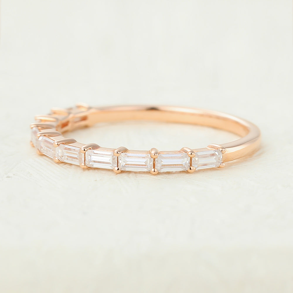 0.6 TCW Baguette Half Eternity Moissanite Wedding Band