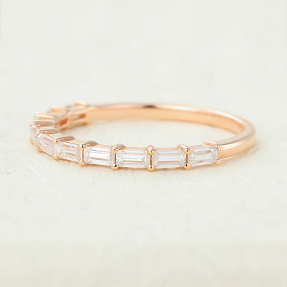 0.6 TCW Baguette Half Eternity Moissanite Wedding Band
