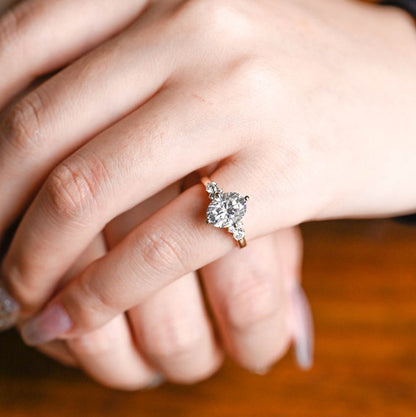 2.0 CT Oval Cluster Moissanite Engagement Ring
