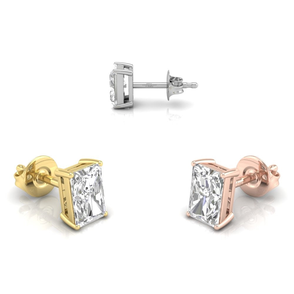 0.14 TCW Radiant Cut Stud Moissanite Earrings