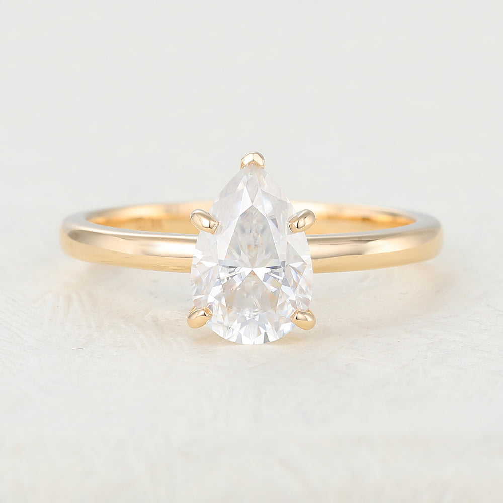 1.5 CT Pear Shaped Moissanite Engagement Ring In Solitaire Design