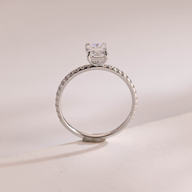 2.0 CT Radiant Pave Moissanite Engagement Ring